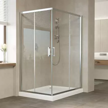 Душевой уголок Vegas Glass ZA-F 120*100 08 01 профиль глянцевый хром, стекло прозрачное