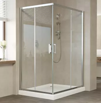 Душевой уголок Vegas Glass ZA-F 120*110 08 01 профиль глянцевый хром, стекло прозрачное