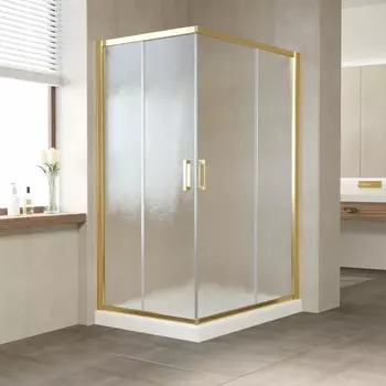 Душевой уголок Vegas Glass ZA-F 120*80 09 02 профиль золото, стекло шиншилла