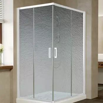 Душевой уголок Vegas Glass ZA-F 90*80 01 02 профиль белый, стекло шиншилла