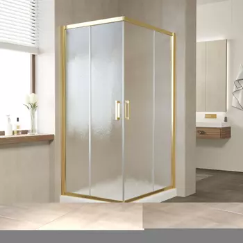 Душевой уголок Vegas Glass ZA-F 90*80 09 02 профиль золото, стекло шиншилла