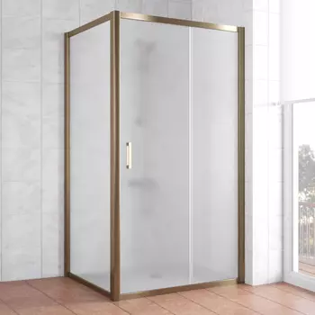Душевой уголок Vegas Glass ZP+ZPV 100*100 05 10 профиль бронза, стекло сатин