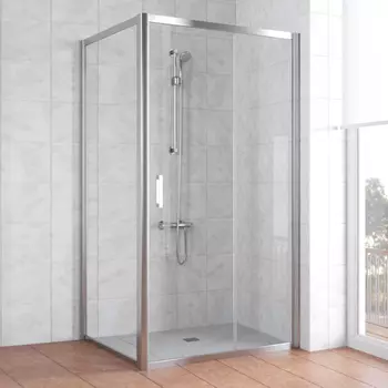 Душевой уголок Vegas Glass ZP+ZPV 100*100 08 01 профиль глянцевый хром, стекло прозрачное