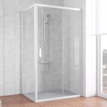 Душевой уголок Vegas Glass ZP+ZPV 110*80 01 01 профиль белый, стекло прозрачное