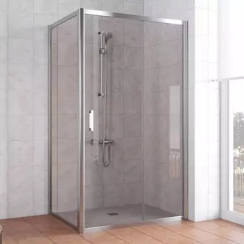 Душевой уголок Vegas Glass ZP+ZPV 110*100 08 05 профиль глянцевый хром, стекло бронза