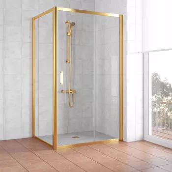 Душевой уголок Vegas Glass ZP+ZPV 110*90 09 01 профиль золото, стекло прозрачное