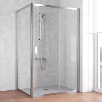 Душевой уголок Vegas Glass ZP+ZPV 120*80 08 01 профиль глянцевый хром, стекло прозрачное