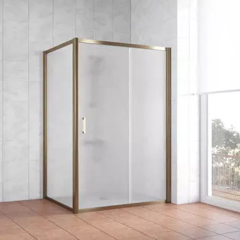 Душевой уголок Vegas Glass ZP+ZPV 130*100 05 10 профиль бронза, стекло сатин