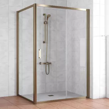 Душевой уголок Vegas Glass ZP+ZPV 130*100 05 01 профиль бронза, стекло прозрачное