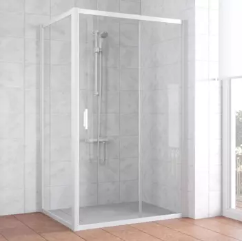 Душевой уголок Vegas Glass ZP+ZPV 130*80 01 01 профиль белый, стекло прозрачное