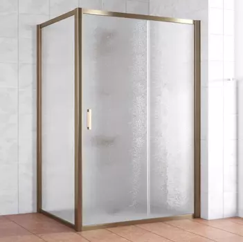 Душевой уголок Vegas Glass ZP+ZPV 140*100 05 02 профиль бронза, стекло шиншилла