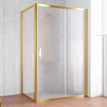 Душевой уголок Vegas Glass ZP+ZPV 140*70 09 02 профиль золото, стекло шиншилла