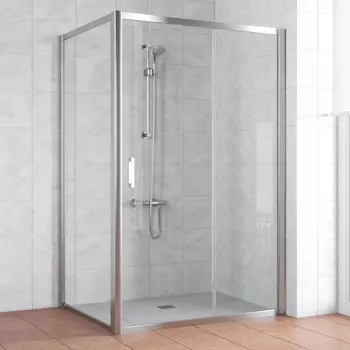 Душевой уголок Vegas Glass ZP+ZPV 140*90 08 01 профиль глянцевый хром, стекло прозрачное