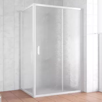 Душевой уголок Vegas Glass ZP+ZPV 140*70 01 02 профиль белый, стекло шиншилла
