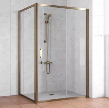Душевой уголок Vegas Glass ZP+ZPV 140*90 05 01 профиль бронза, стекло прозрачное