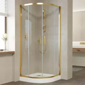Душевой уголок Vegas Glass ZS 80 09 01 профиль золото, стекло прозрачное