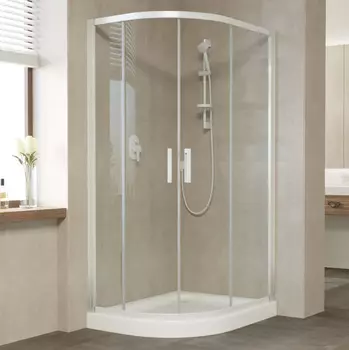 Душевой уголок Vegas Glass ZS-F 100*90 01 01 профиль белый, стекло прозрачное