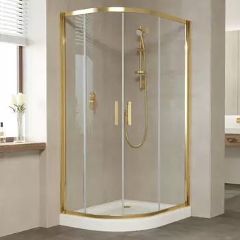 Душевой уголок Vegas Glass ZS-F 100*90 09 01 профиль золото, стекло прозрачное
