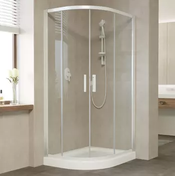 Душевой уголок Vegas Glass ZS-F 100*80 01 01 профиль белый, стекло прозрачное