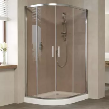 Душевой уголок Vegas Glass ZS-F 110*100 08 05 профиль глянцевый хром, стекло бронза
