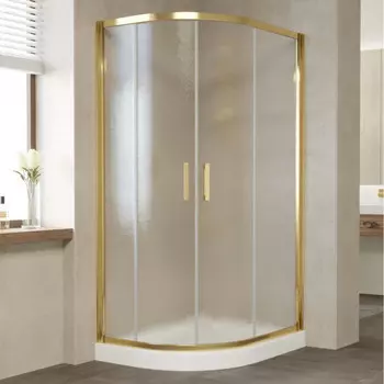 Душевой уголок Vegas Glass ZS-F 90*80 09 02 профиль золото, стекло шиншилла