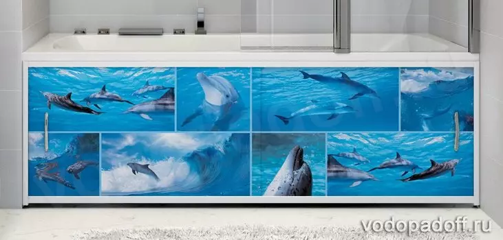 Фото-экран под ванну Francesca Premium Дельфины размер на заказ изготовление 1-2 дня