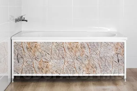 Фотоэкран под ванну 2106_1 Мрамор золото Премиум Размер 148/168