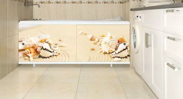 Экран под ванну раздвижной Л Домики молюсков 148 см