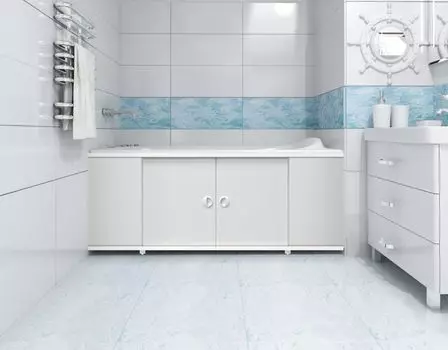 Экран под ванну раздвижной створки белый 168 см