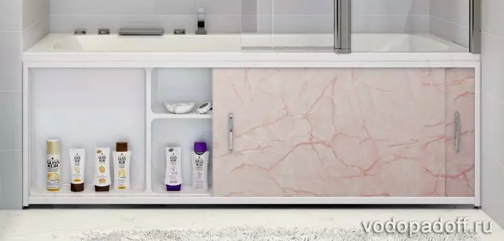 Экран под ванну с полочкой Francesca Premium 1.5/1.7/1.8 светлорозовый мрамор