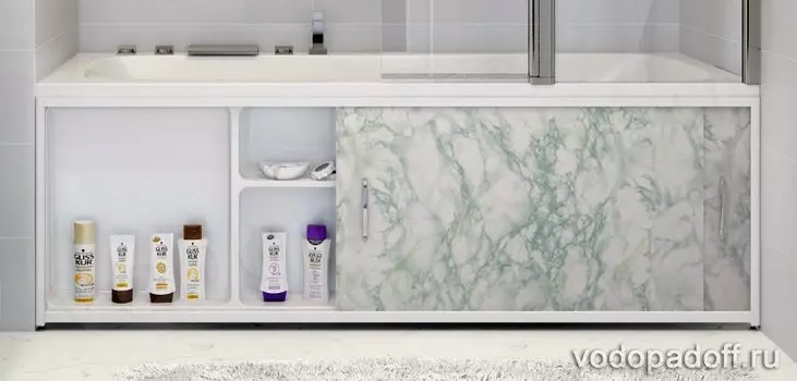 Экран под ванну с полочкой Francesca Premium 1.5/1.7/1.8 салатовый мрамор