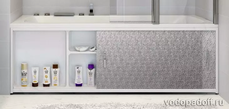 Экран под ванну с полочкой Francesca Premium 1.5/1.7/1.8 игристый лёд серебро