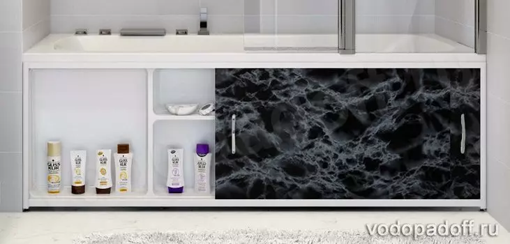 Экран под ванну с полочкой Francesca Premium 1.5/1.7/1.8 чёрный мрамор