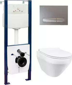 Комплект Am.Pm Spirit FlashClean унитаз + инсталляция + кнопка хром матовый