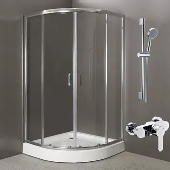 Комплект Душевой уголок BelBagno Uno R 2 90 C Cr + Смеситель BelBagno Tanaro TAN ESDM CRM для душа + Душевой гарнитур BelBagno Vittoria VIT SAL CRM