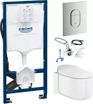 Комплект Grohe Sensia Arena 124846 подвесной унитаз с биде + инсталляция + кнопка