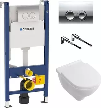 Комплект Инсталляция Geberit Duofix Delta 3 в 1 с кнопкой хром + Унитаз Villeroy &amp; Boch O Novo