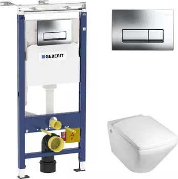 Комплект Инсталляция Geberit Duofix Платтенбау 4 в 1 с кнопкой хром + Унитаз Jacob Delafon Escale