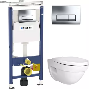 Комплект Инсталляция Geberit Duofix Платтенбау 4 в 1 с кнопкой хром + Унитаз VitrA Form 500