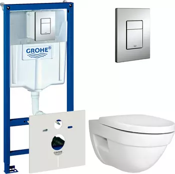 Комплект Инсталляция Grohe Rapid SL 4 в 1 с кнопкой хром + Унитаза VitrA Form 500 с микролифтом