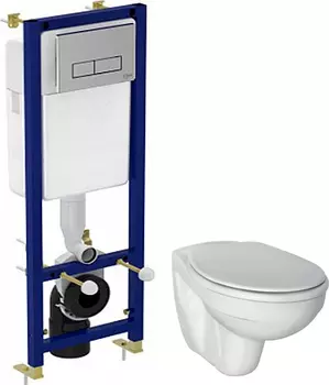 Комплект Инсталляция Ideal Standard 4 в 1 с кнопкой хром + Унитаз Ideal Standard Ecco