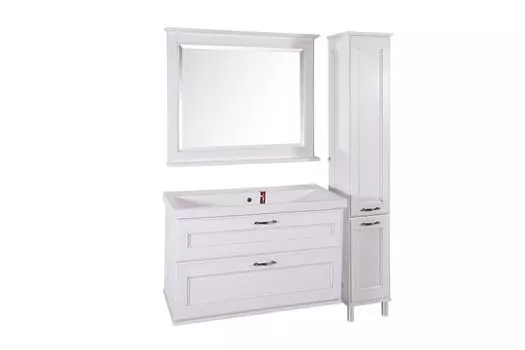 Комплект мебели ASB-Woodline Прато 100 белая, патина серебро