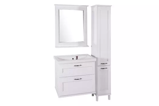 Комплект мебели ASB-Woodline Прато 70 белое, патина серебро