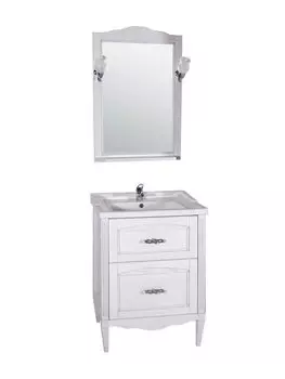 Комплект мебели ASB-Woodline Римини Nuovo 60 белая, патина серебро