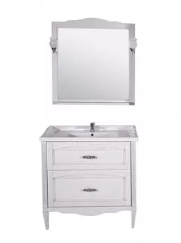 Комплект мебели ASB-Woodline Римини Nuovo 80 белая, патина серебро