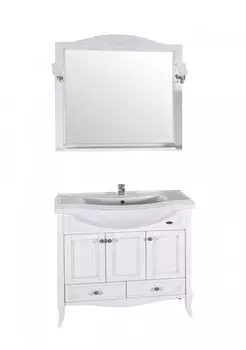 Комплект мебели ASB-Woodline Салерно 105 белая, патина серебро