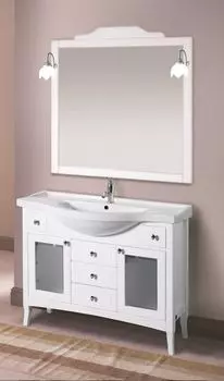 Комплект мебели Bagno Piu Laura 105 Белый матовый с дверцами под стекло и 5-ю ящиками