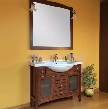 Комплект мебели Bagno Piu Laura 105 Орех c дверцами под стекло и 5-ю ящиками