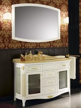 Комплект мебели Bagno Piu Poesia 128 2B Белый матовый с золотом