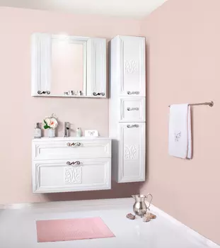 Комплект мебели Бриклаер Адель 85 белый глянец (с двумя шкафчиками)